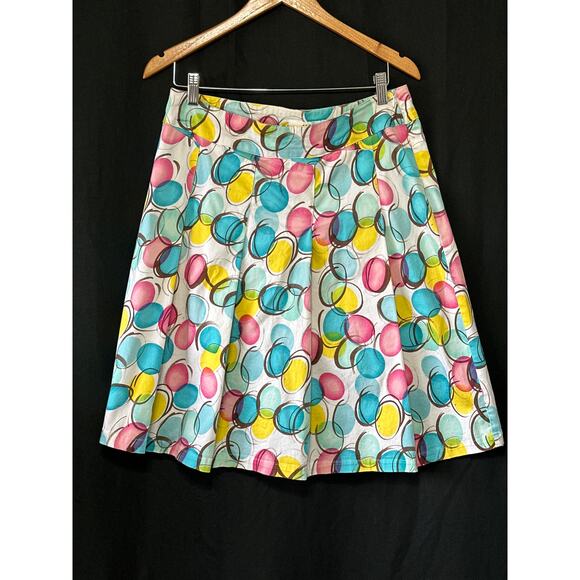 S.L.B Pleated A-Line Skirt 12 Pink Blue Yellow Polka Dots Casual Fun Kidcore - Picture 1 of 8